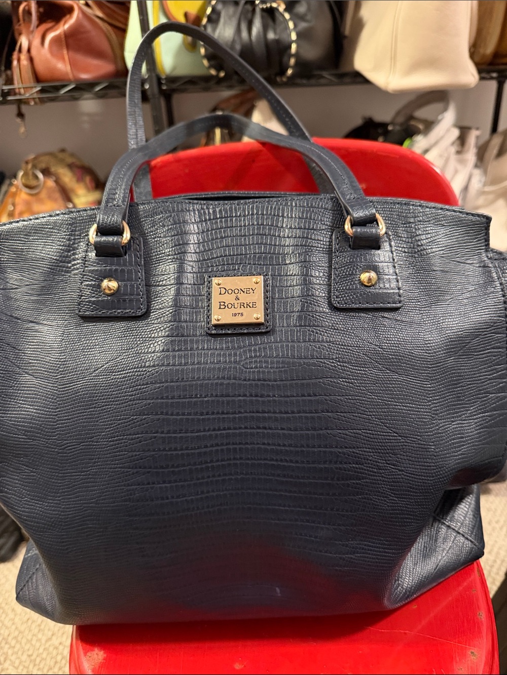 Dooney & Bourke Navy Textured Satchel Tote